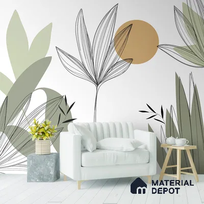 Beautiful Floral & Leaves Wallpaper Design, Customised Indrani Series Handmade Florals Design (Customised Size Wallpaper )